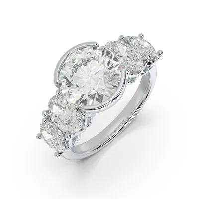 Neria Five-Stone Half Bezel Engagement Ring