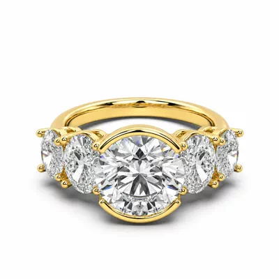 Neria Five-Stone Half Bezel Lab Diamond Engagement Ring