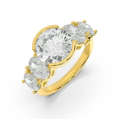 Neria Five-Stone Half Bezel Engagement Ring