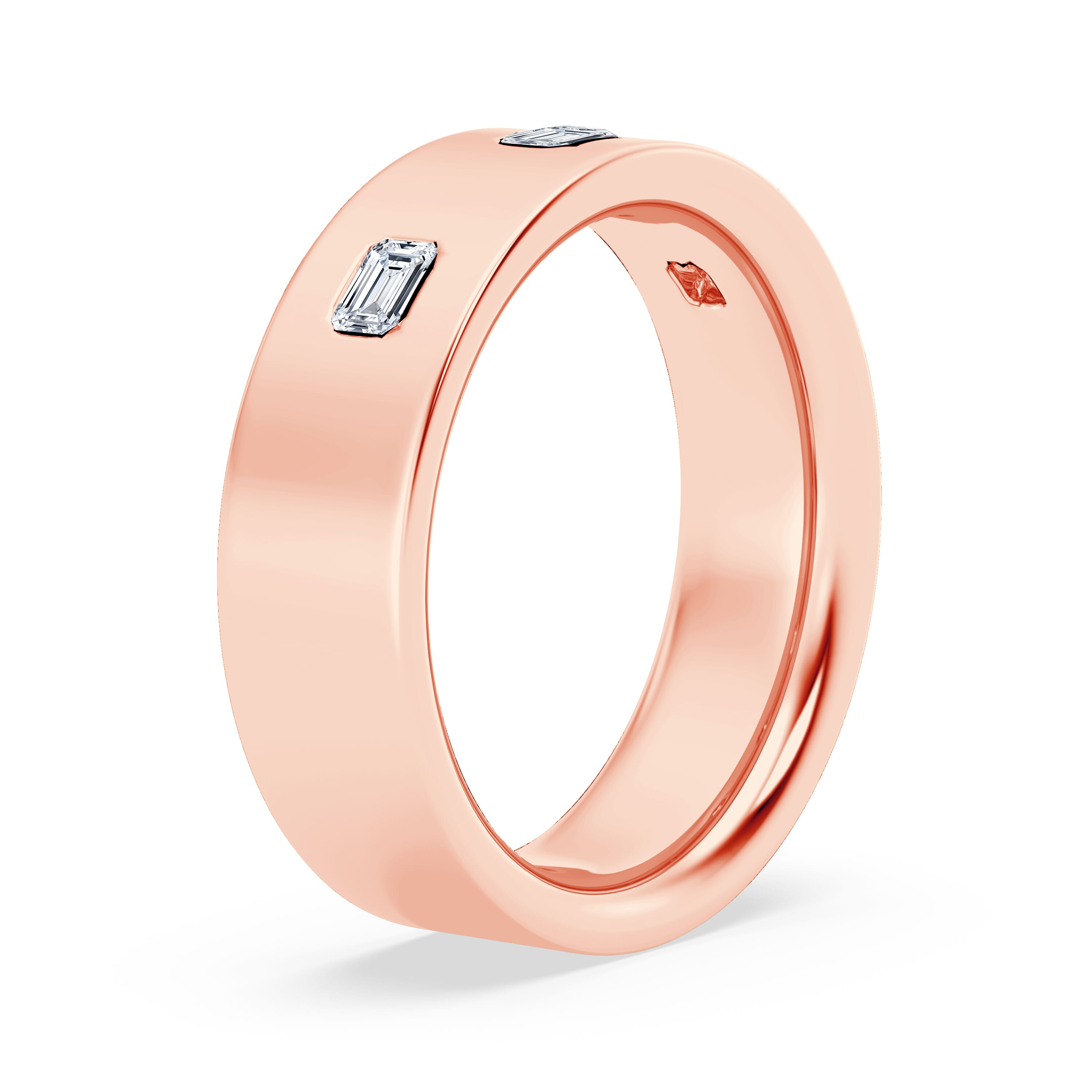 Flush Set Emerald-Cut Diamond Band (7mm)