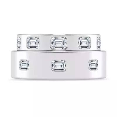 Flush Set Emerald-Cut Diamond Band (7mm)