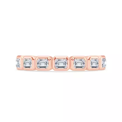 East-West Emerald-Cut Diamond Bezel Band