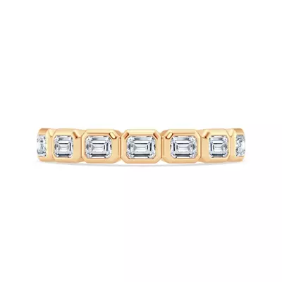 East-West Emerald-Cut Diamond Bezel Band