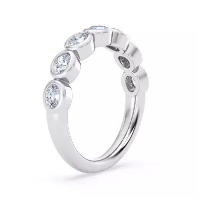East-West Oval Diamond Bezel Band