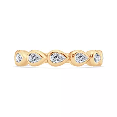 East-West Pear-Shaped Diamond Bezel Band