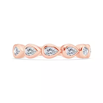 East-West Pear-Shaped Diamond Bezel Band