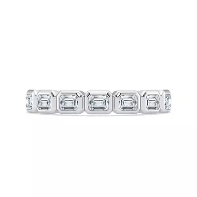 East-West Emerald-Cut Lab Diamond Bezel Band