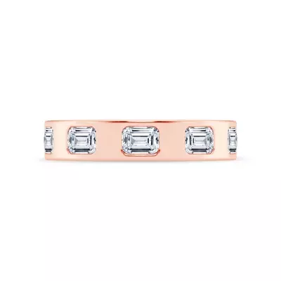 Flush Set Emerald-Cut Lab Diamond Band