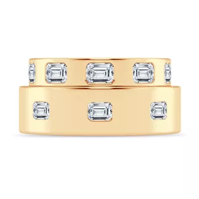 Flush Set Emerald-Cut Lab Diamond Band