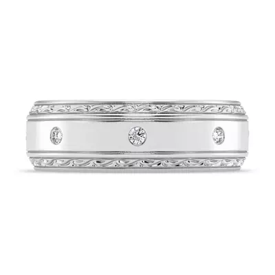 Engraved Lab Diamond Beveled Eternity Band (8mm)