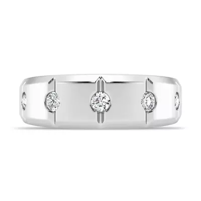 Grooved Tapered Lab Diamond Band (7mm)