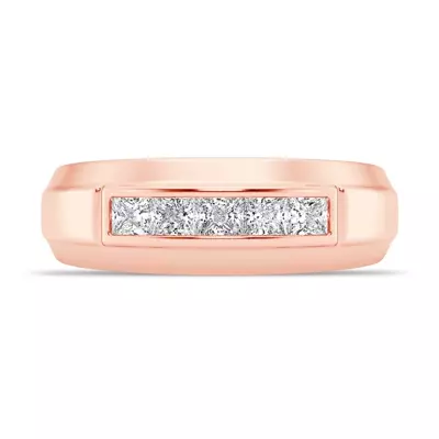 Raised Channel-Set Princess-Cut Lab Diamond Band (7mm)