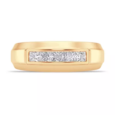 Raised Channel-Set Princess-Cut Lab Diamond Band (7mm)