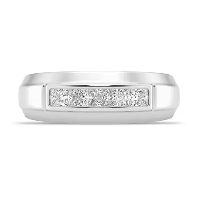 Raised Channel-Set Princess-Cut Lab Diamond Band (7mm)