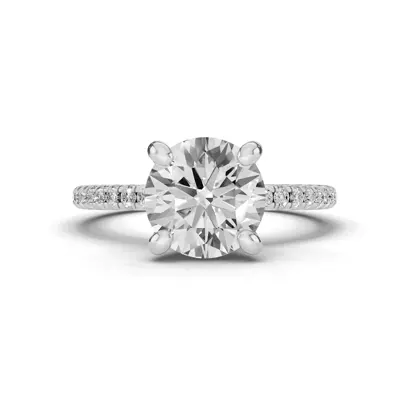 Signature Hearts & Arrows Hidden Halo Pavé Lab Engagement Ring (1/4ct. tw.)