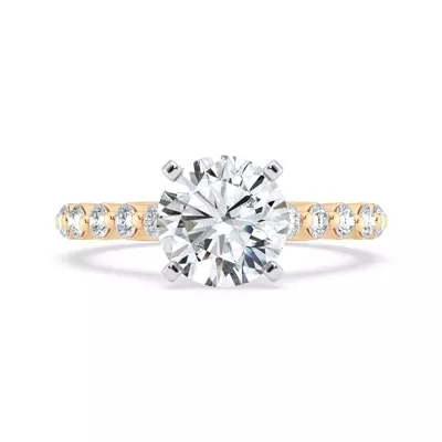 Tradition Shared Prong Pavé Lab Cathedral Engagement Ring (.70ct. tw.)