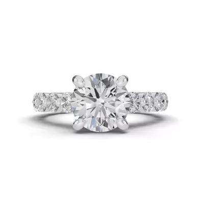 Tradition Shared Prong Pavé Lab Cathedral Engagement Ring (.95ct. tw.)
