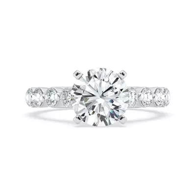 Tradition Shared Prong Pavé Lab Cathedral Engagement Ring (.95ct. tw.)
