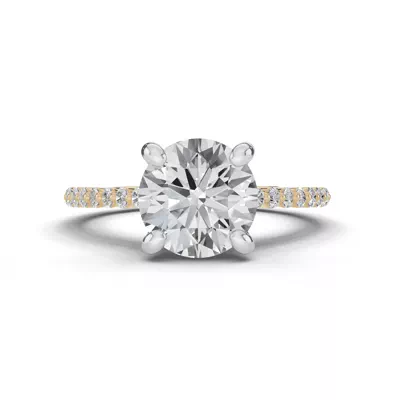 Tradition Hidden Halo Pavé Lab Shared Prong Cathedral Engagement Ring (.35ct. tw.)