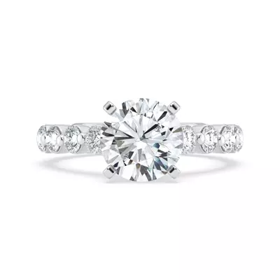 Signature Hearts & Arrows Shared Prong Hidden Halo Cathedral Lab Engagement Ring (1.05ct. tw.)