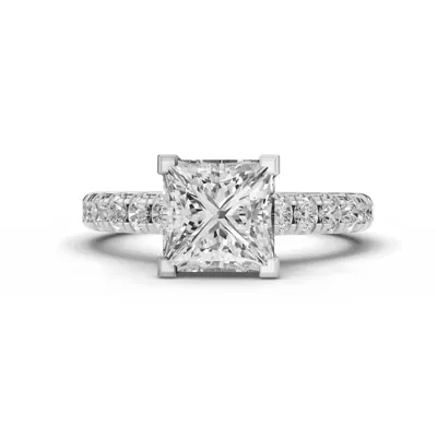 Signature Hearts & Arrows Classic Pavé Cathedral Lab Engagement Ring (1/5ct. tw.)