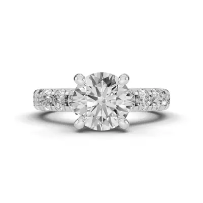 Signature Hearts & Arrows Classic Pavé Cathedral Lab Engagement Ring (.90ct. tw.)