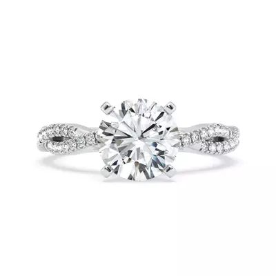 Signature Hearts & Arrows Pavé Spiral Lab Engagement Ring