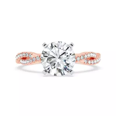 Signature Hearts & Arrows Pavé Spiral Hidden Halo Lab Engagement Ring