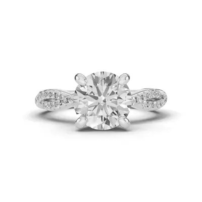 Signature Hearts & Arrows Pavé Spiral Hidden Halo Lab Engagement Ring