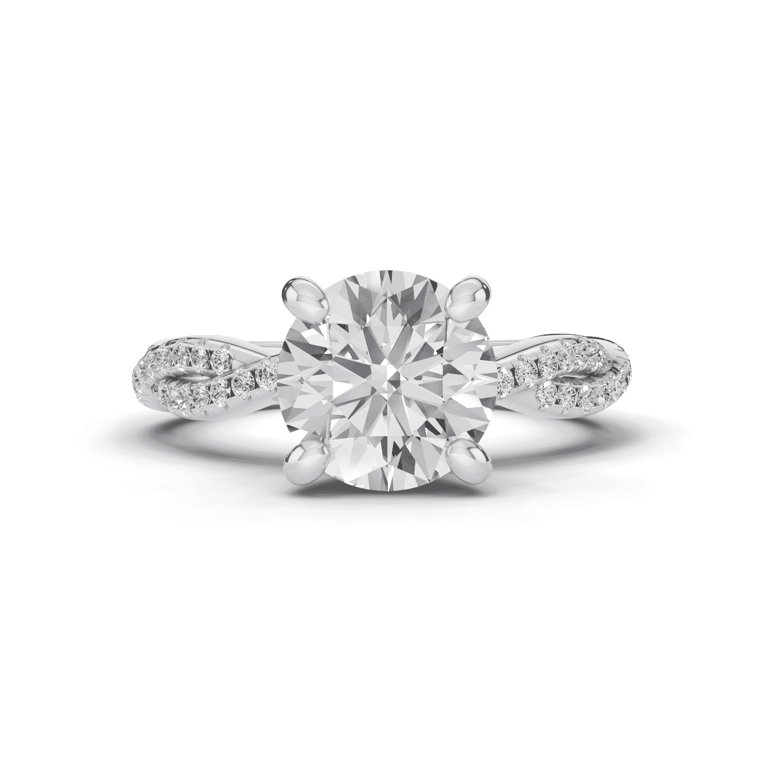 Signature Hearts & Arrows Pavé Spiral Hidden Halo Lab Engagement Ring