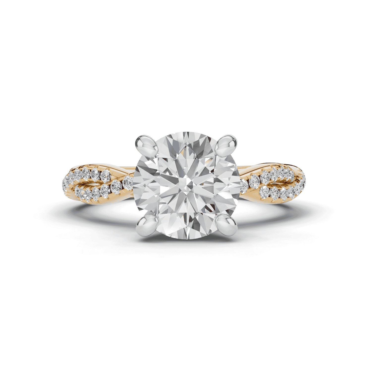 Signature Hearts & Arrows Pavé Spiral Hidden Halo Lab Engagement Ring