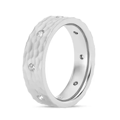 Hammered Diamond Eternity Band (6mm)