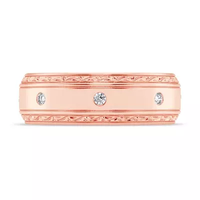 Engraved Diamond Beveled Eternity Band (8mm)