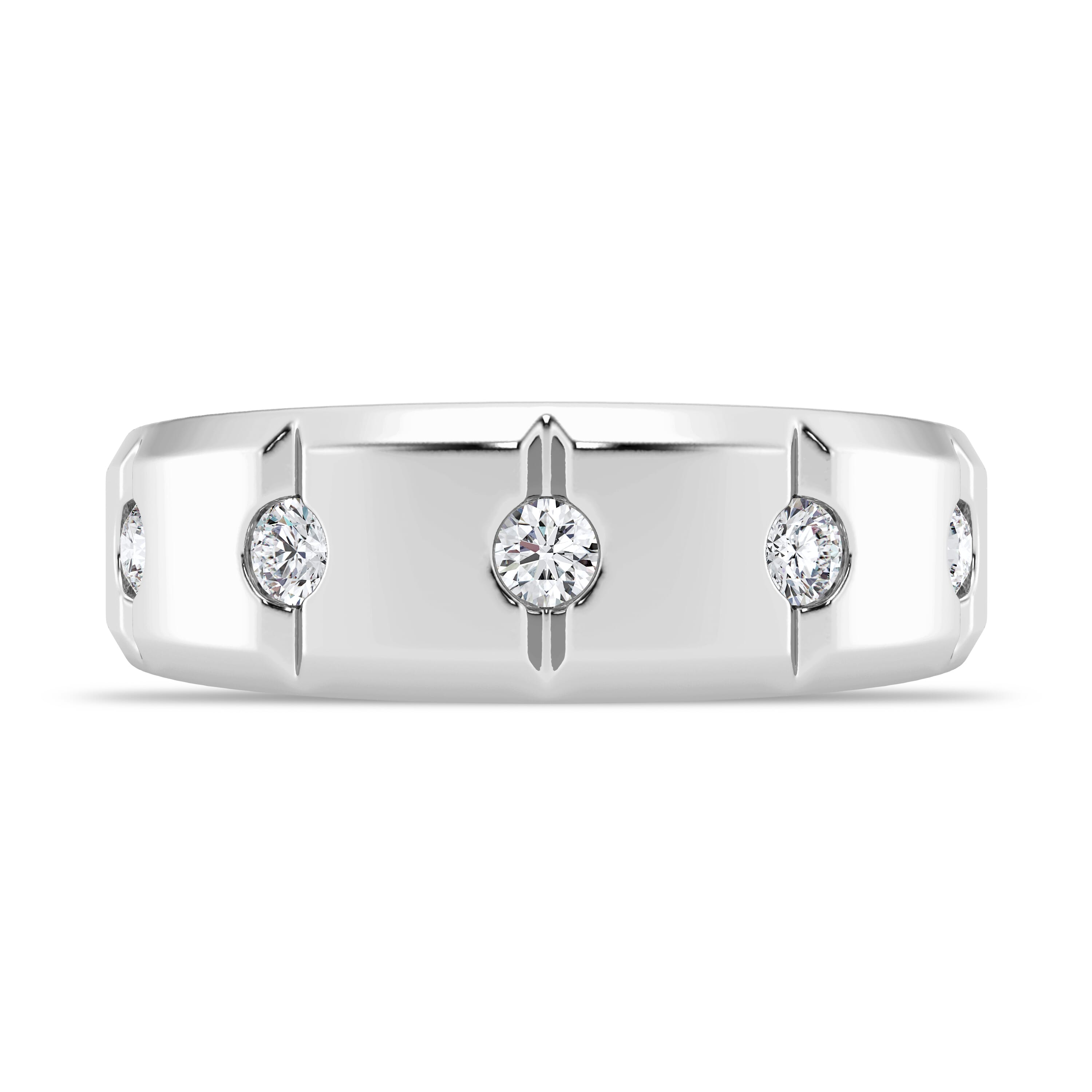 Grooved Tapered Diamond Band (7mm)