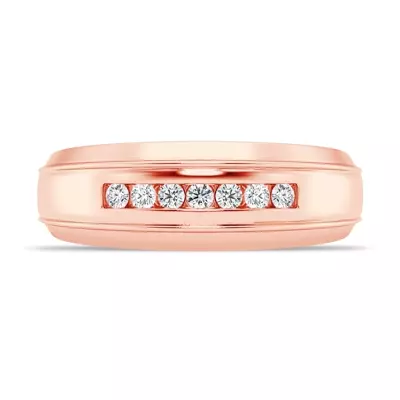 Grooved Channel-Set Diamond Band (7.5mm)