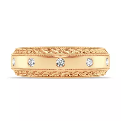 Engraved Diamond Milgrain Band (7.5mm)