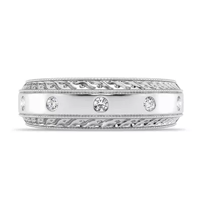 Engraved Diamond Milgrain Band (7.5mm)