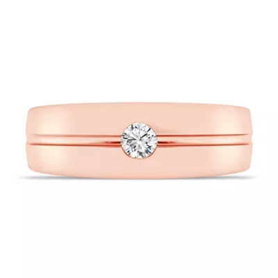 Grooved Diamond Solitaire Band (7mm)