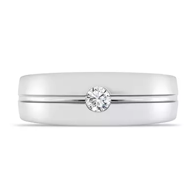 Grooved Diamond Solitaire Band (7mm)