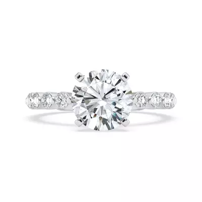 Signature Hearts & Arrows Hidden Halo Shared Prong Engagement Ring (.80ct. tw.)