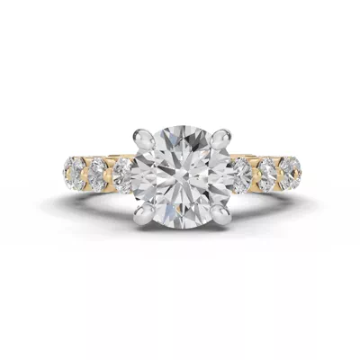 Signature Hearts & Arrows Shared Prong Hidden Halo Cathedral Engagement Ring (1.05ct. tw.)