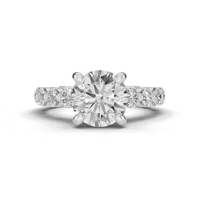 Signature Hearts & Arrows Shared Prong Hidden Halo Cathedral Engagement Ring (1.05ct. tw.)