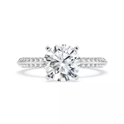 Signature Hearts & Arrows Pavé Knife-Edge Engagement Ring