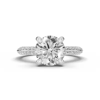 Signature Hearts & Arrows Pavé Knife-Edge Engagement Ring