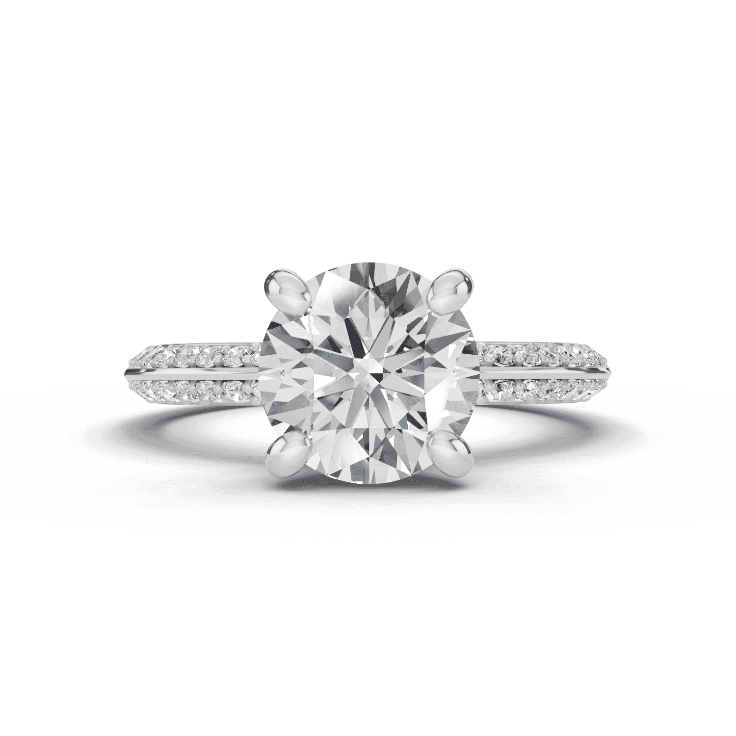 Signature Hearts & Arrows Pavé Knife-Edge Engagement Ring