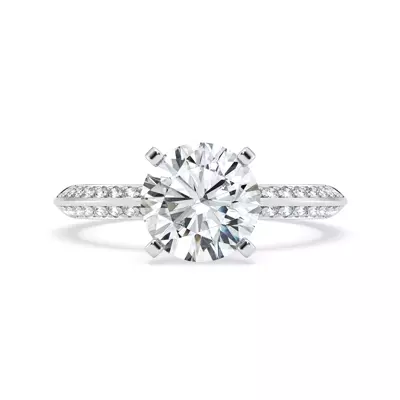Signature Hearts & Arrows Hidden Halo Pavé Knife-Edge Engagement Ring