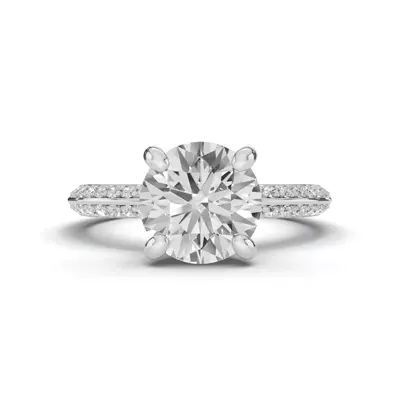 Signature Hearts & Arrows Hidden Halo Pavé Knife-Edge Engagement Ring