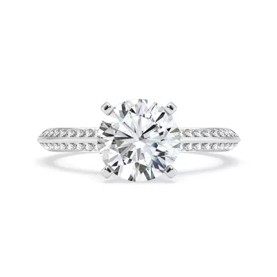Signature Hearts & Arrows Pavé Knife-Edge Cathedral Engagement Ring 