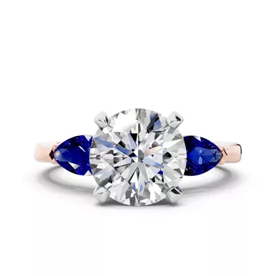 Madison Sapphire Three-Stone Two-Tone Pear Engagement Ring (0.50 ct. tw.)