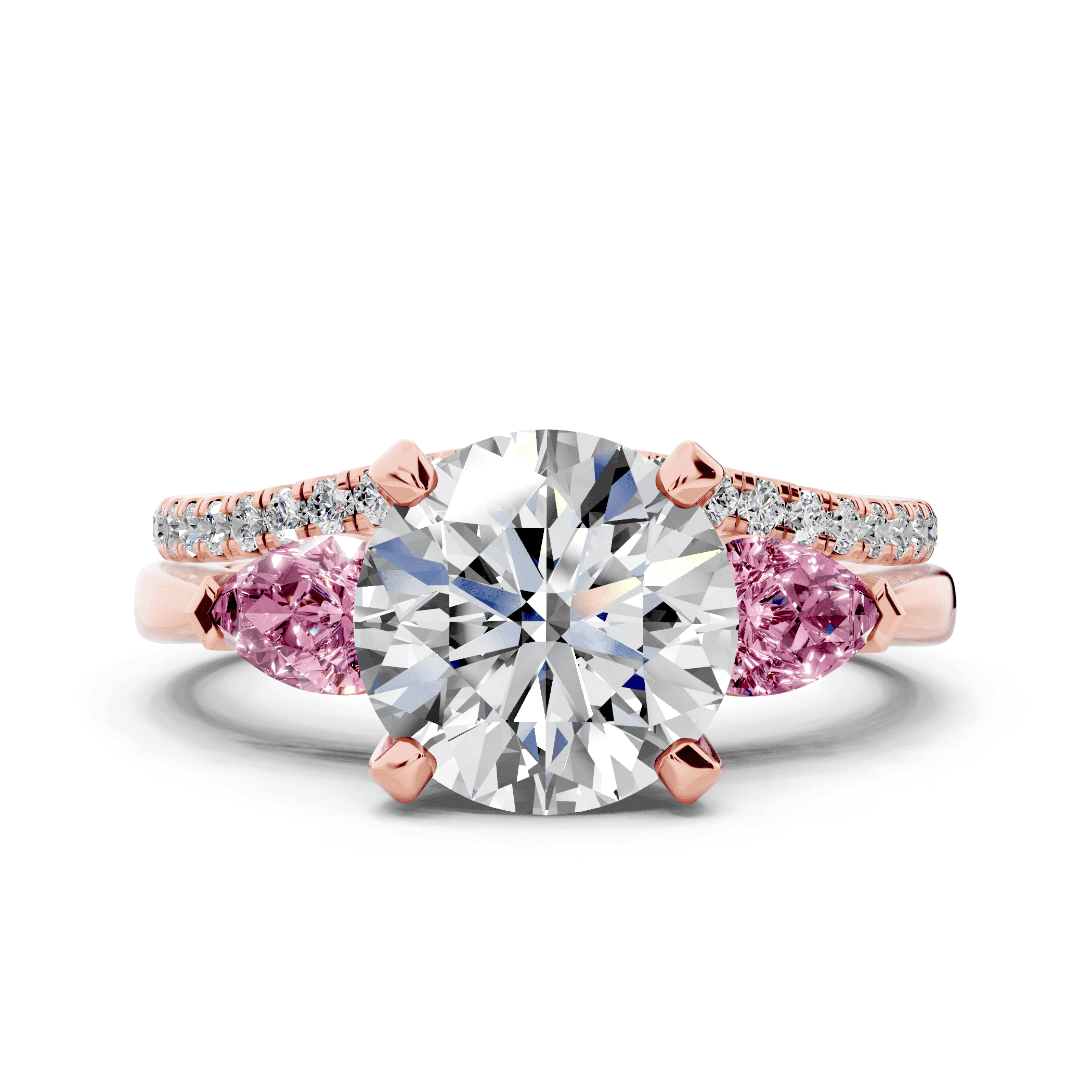 Madison Pink Sapphire Three-Stone Pear Engagement Ring (0.50 ct. tw.)